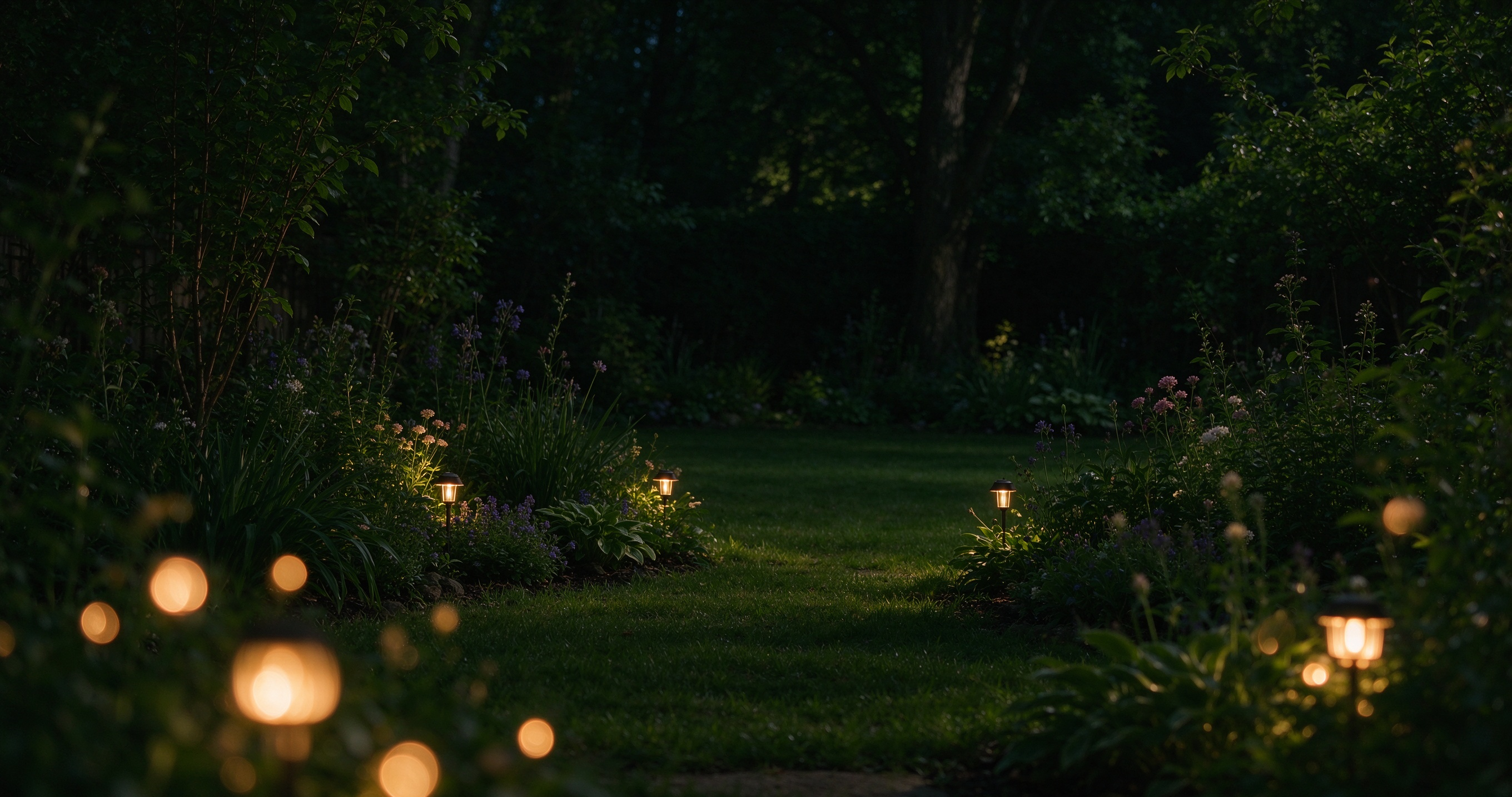 Backyard garden night background