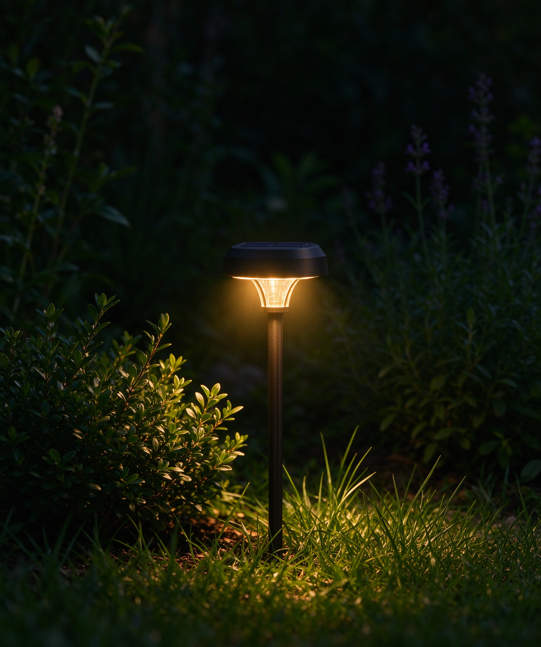 PANAMAY solar stake light in night garden